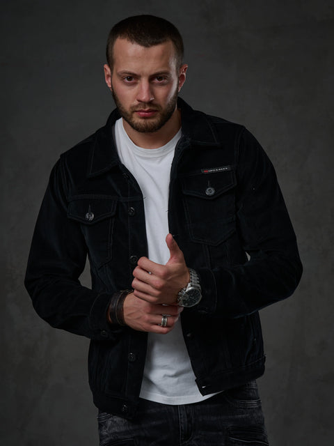 CJ226 Buttoned Velvet Men's Jacket Coat