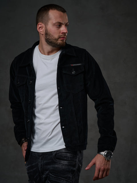 CJ226 Buttoned Velvet Men's Jacket Coat