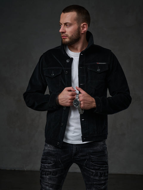 CJ226 Buttoned Velvet Men's Jacket Coat