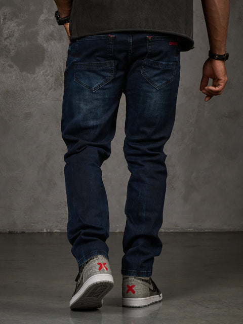 CD694 Yırtık Detaylara Sahip Yazı İşlemeli Erkek Jean Pantolon