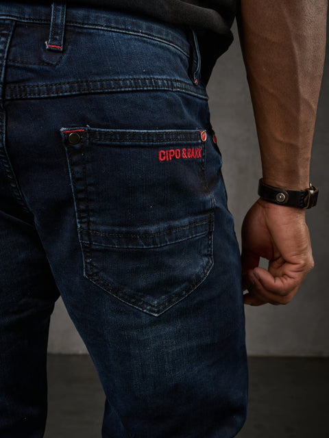 CD694 Yırtık Detaylara Sahip Yazı İşlemeli Erkek Jean Pantolon