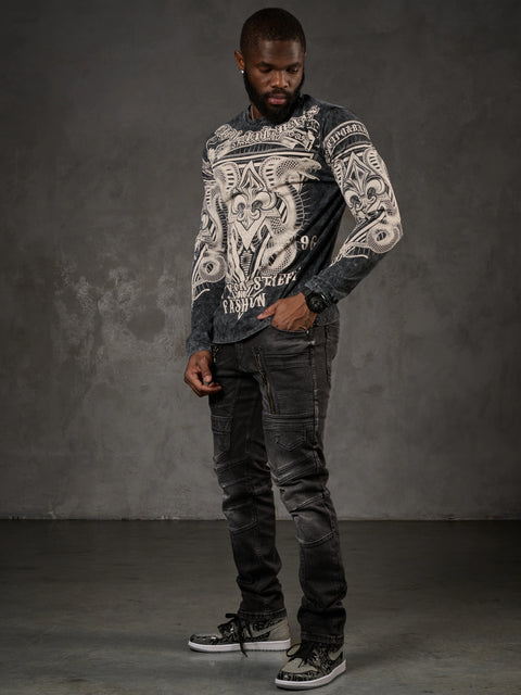 CL449 Wash Printed Thin Sweatshirt