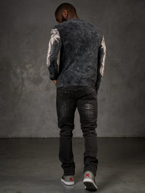 CL449 Wash Printed Thin Sweatshirt