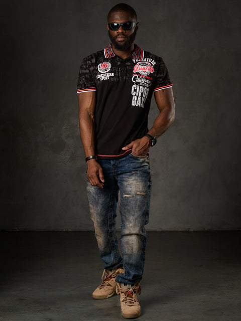 CT738 Patterned Polo Neck T-Shirt