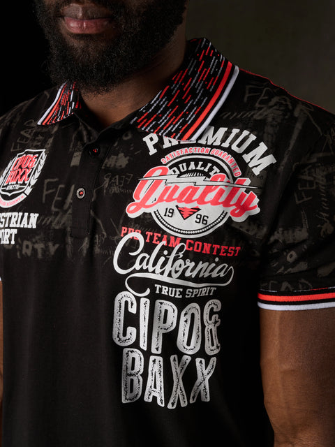 CT738 Patterned Polo Neck T-Shirt