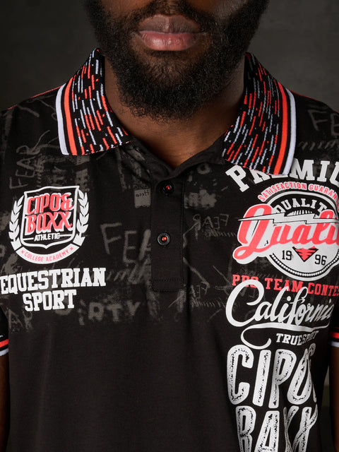 CT738 Patterned Polo Neck T-Shirt