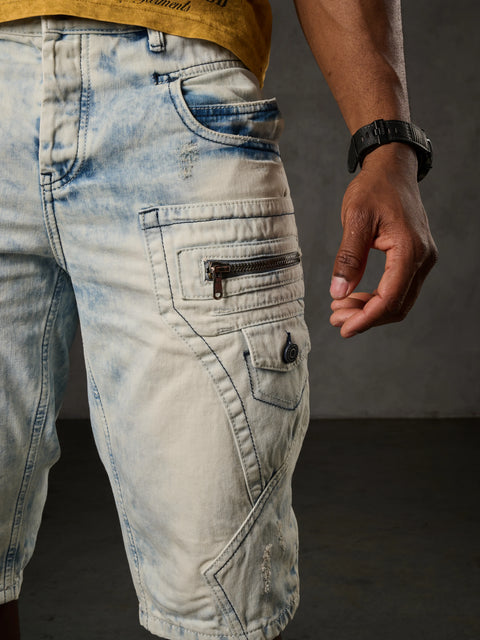 CK 131 Piece Stitched Denim Capri with Side Pockets