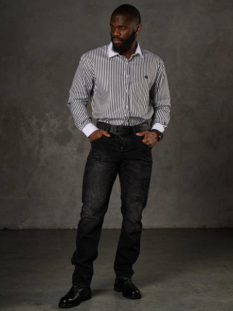 CH192 Cuff Collar Striped Shirt