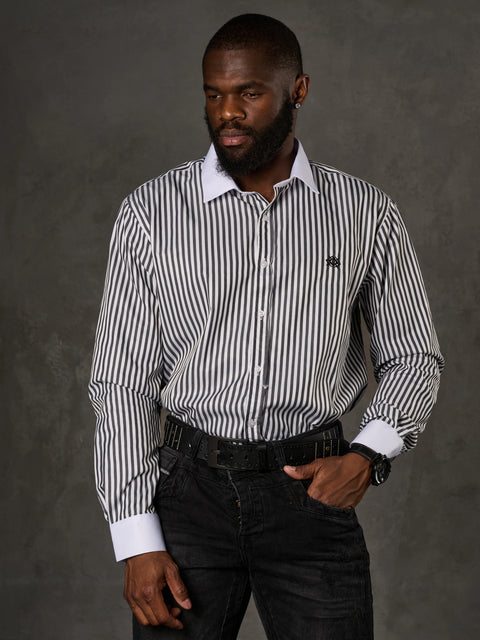CH192 Cuff Collar Striped Shirt