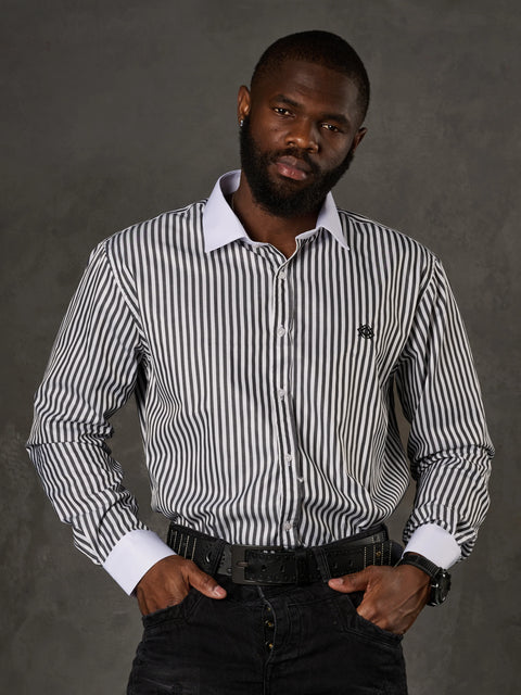 CH192 Cuff Collar Striped Shirt