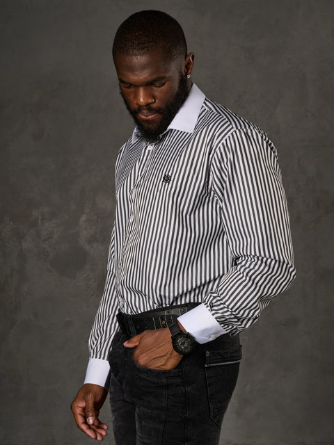 CH192 Cuff Collar Striped Shirt