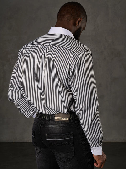 CH192 Cuff Collar Striped Shirt