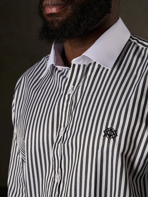 CH192 Cuff Collar Striped Shirt