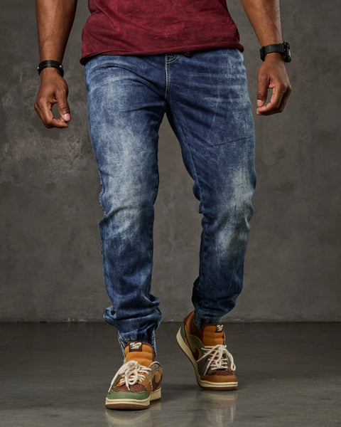 CD807 Basic Men's Jean Trousers with Elastic Legs