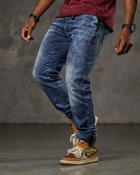 CD807 Basic Men's Jean Trousers with Elastic Legs