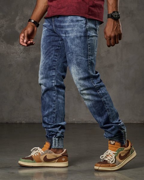 CD807 Basic Men's Jean Trousers with Elastic Legs