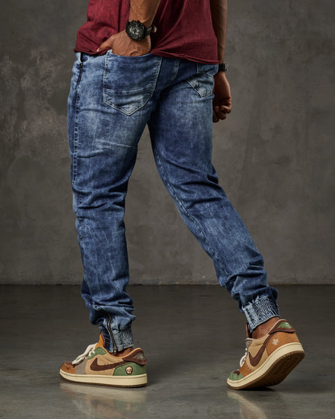 CD807 Basic Men's Jean Trousers with Elastic Legs