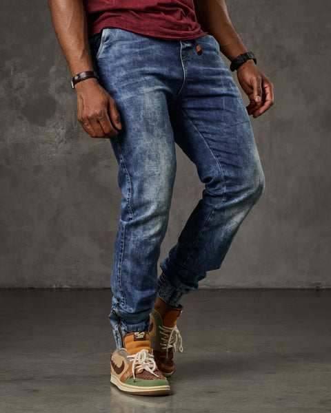 CD807 Basic Men's Jean Trousers with Elastic Legs