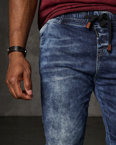 CD807 Basic Men's Jean Trousers with Elastic Legs