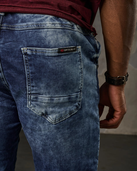 CD807 Basic Men's Jean Trousers with Elastic Legs
