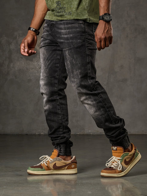 CD807 Basic Men's Jean Trousers with Elastic Legs