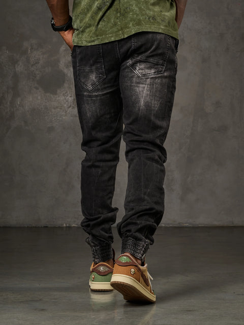 CD807 Basic Men's Jean Trousers with Elastic Legs