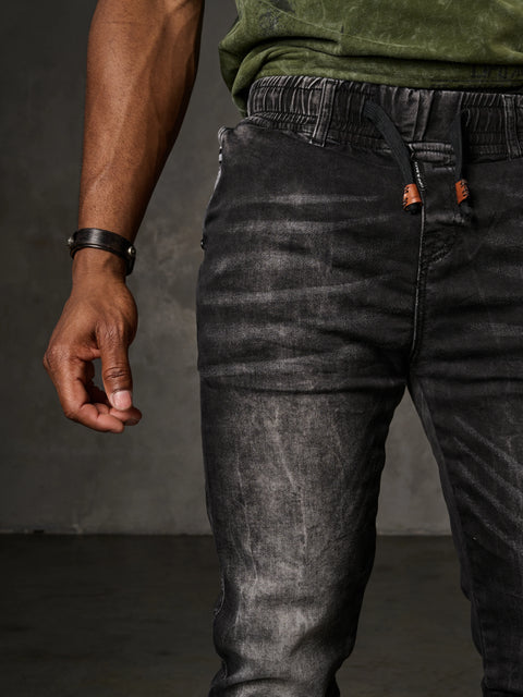 CD807 Basic Men's Jean Trousers with Elastic Legs