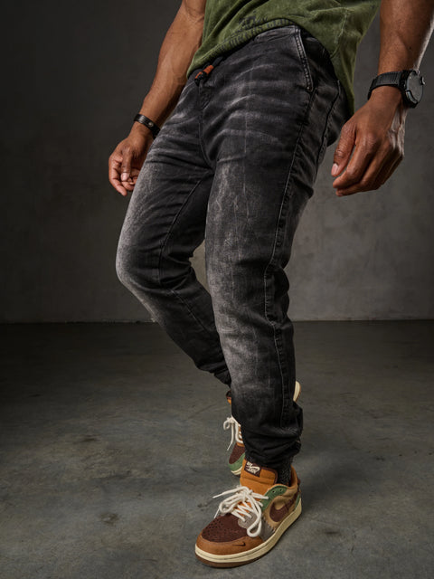 CD807 Basic Men's Jean Trousers with Elastic Legs