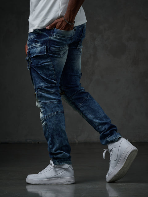 CD523 Cargo Pocket Worn Out Loose Cut Hip Hop Style Trousers