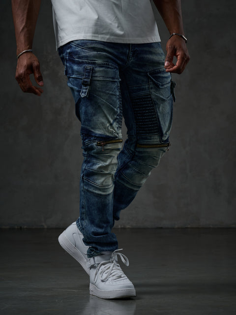 CD523 Cargo Pocket Worn Out Loose Cut Hip Hop Style Trousers