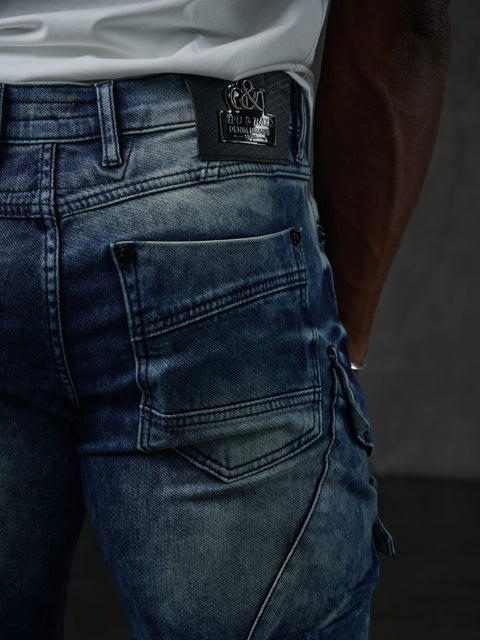 CD523 Cargo Pocket Worn Out Loose Cut Hip Hop Style Trousers