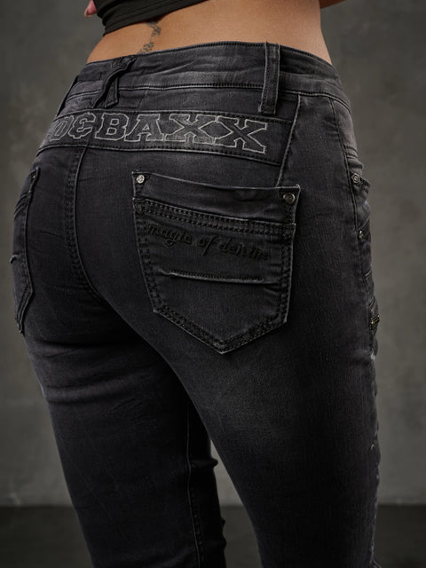 WD437 women slim-fit jeans with trendy decorative stitching