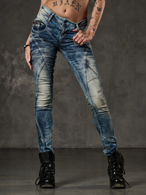 WD175 Slim Fit Jeans with Decorative Stitching