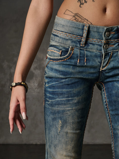 CBW-0347 Worn Out Slim Fit Women's Trousers