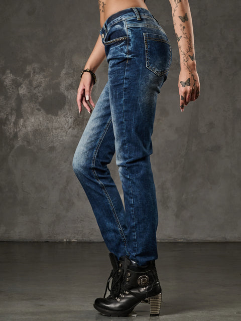 WD460 women Slim-Fit jeans with subtle wash and cool rivets
