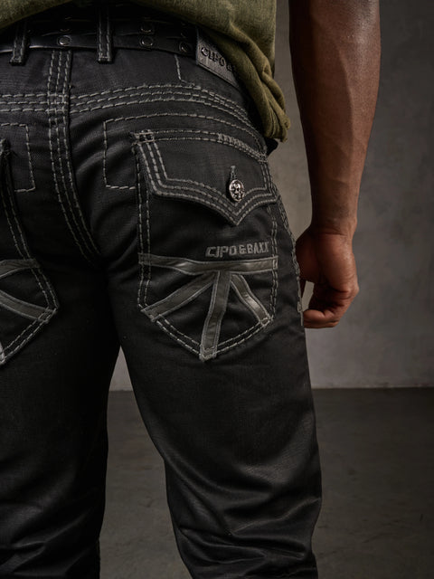 CD295 Regular Fit Shiny Fabric Jean Trousers