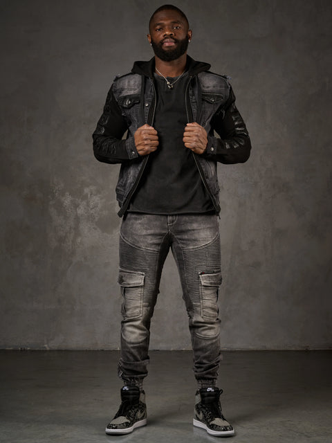 CD446 Hip Hop Style Cargo Pocket Slim Leg Men's Trousers