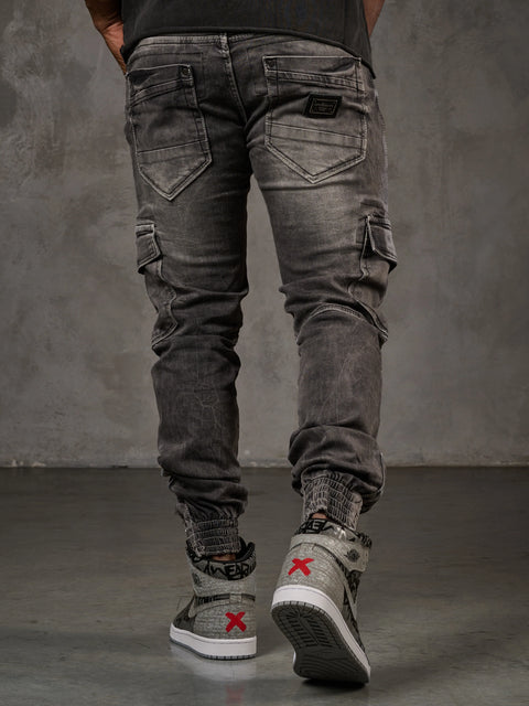 CD446 Hip Hop Style Cargo Pocket Slim Leg Men's Trousers