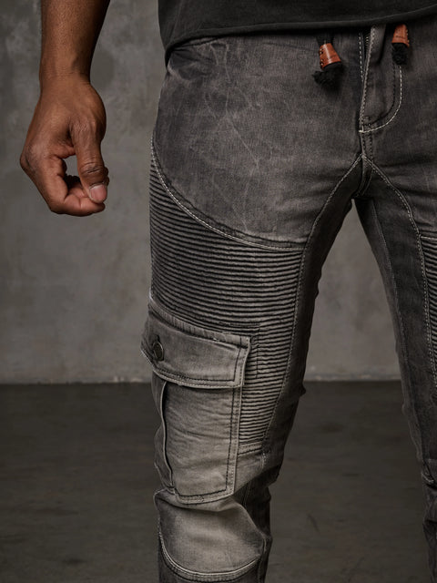 CD446 Hip Hop Style Cargo Pocket Slim Leg Men's Trousers