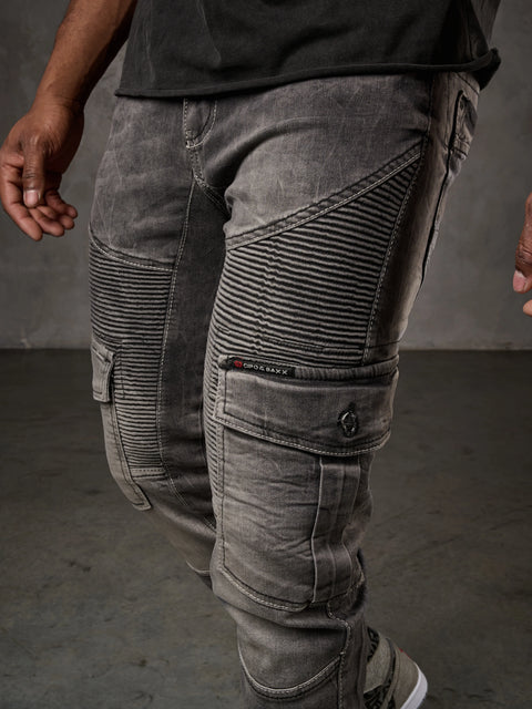 CD446 Hip Hop Style Cargo Pocket Slim Leg Men's Trousers