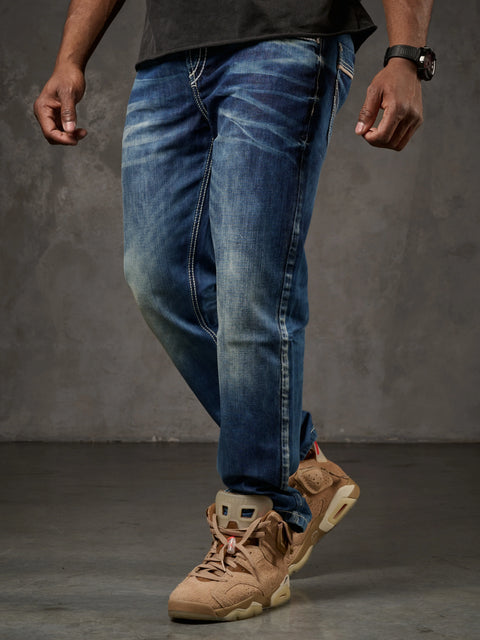 CD184 Double Pocket Stitched Regular Fit Men's Jean Trousers