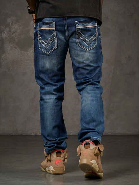 CD184 Double Pocket Stitched Regular Fit Men's Jean Trousers