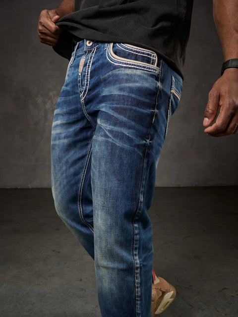 CD184 Double Pocket Stitched Regular Fit Men's Jean Trousers