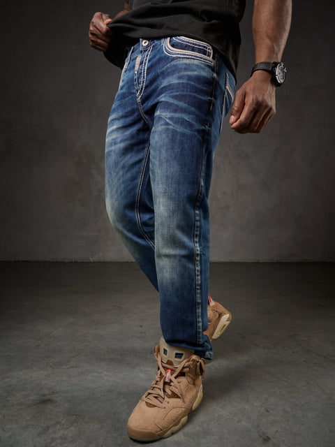 CD184 Double Pocket Stitched Regular Fit Men's Jean Trousers