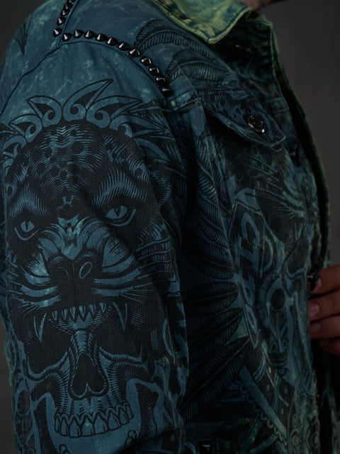 CJ272 Dark Printed Men's Denim Jacket