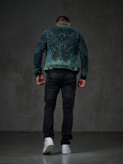 CJ272 Dark Printed Men's Denim Jacket