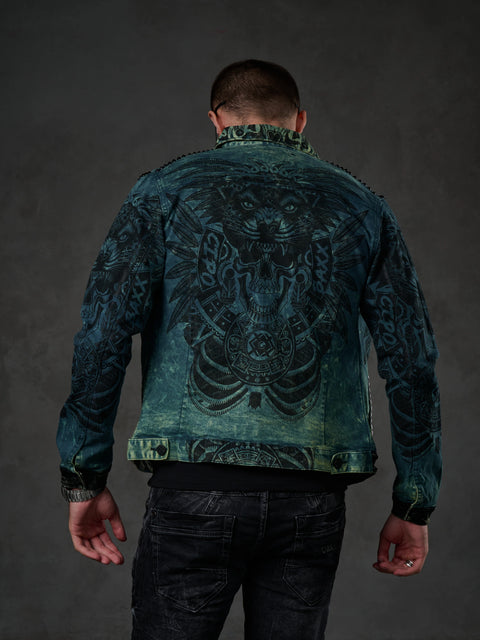 CJ272 Dark Printed Men's Denim Jacket