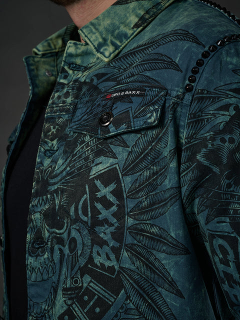 CJ272 Dark Printed Men's Denim Jacket