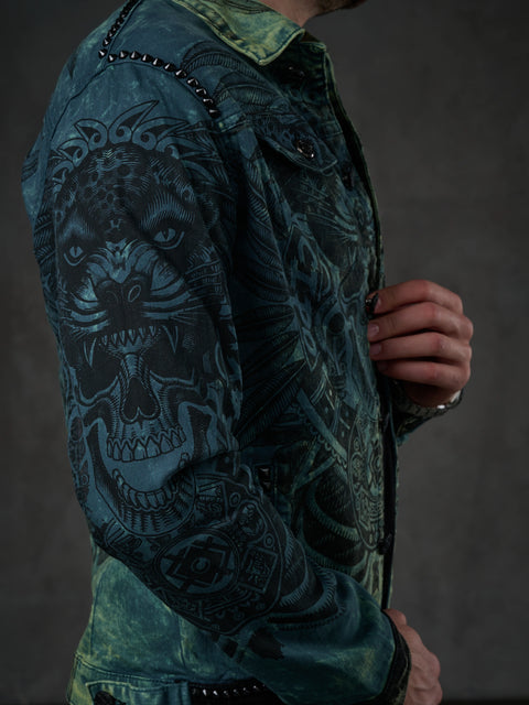 CJ272 Dark Printed Men's Denim Jacket