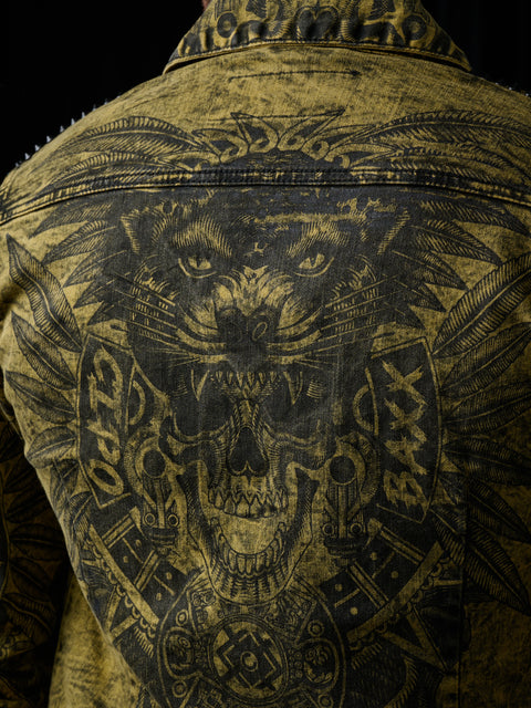 CJ273 Washed Print Men's Denim Jacket